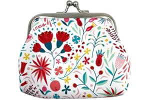 MDSTYLE Kiss-Lock Coin Purse for Women, Girls, Kids - Cute Change Purses - Small Coin Pouch - Mini Change Holder - Tiny Coin Wallet (Flower (White))