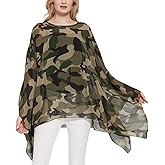 Wiiiwish Women's Loose Solid Long Batwing Sheer Chiffon Caftan Wrap Poncho Tunic Top Topper