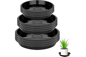 HIDOSNG 15-Pack Black PVC Plant Saucer Set – Includes 6", 8", and 10" Sizes – Durable Round Drip Trays for Indoor and Outdoor