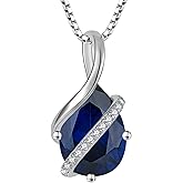 YL Teardrop Necklace 925 Sterling Silver Infinity Pendant 10x14 MM Birthstone Jewelry for Women