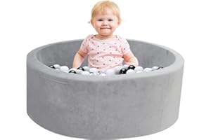 Foam Ball Pit for Toddlers, IAGBIBUI Round Soft Ball Pool Pits for Indoor Playpen, Gift Toy for Kids Children and Babes, Grey (Balls Not Included)
