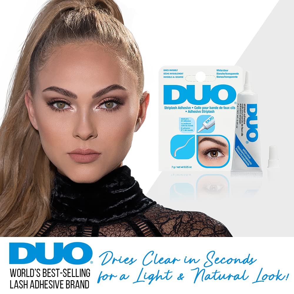 DUO Strip Lash Adhesive, Clear/White - Strong Hold, Waterproof Lash Glue for False Lashes and Lash Clusters, Long-Lasting, Quick-Drying, Invisible Finish, 0.25 oz