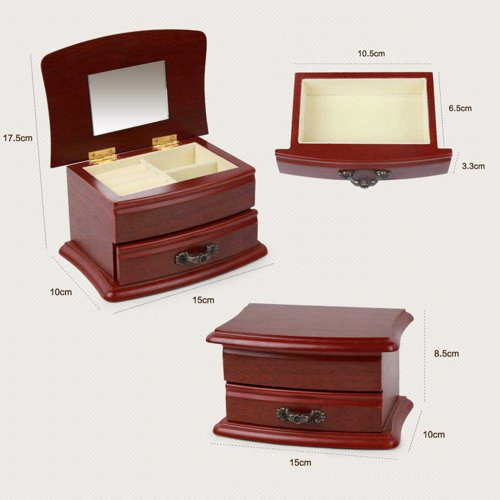 Hkhj Wooden Jewelry Box For Watches Rings Bracelets Necklaces