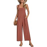 Anyally Women's Casual Jumpsuits Sleeveless Wide Leg Overalls Adjustable Romper with Pockets 2026 Summer Trendy Outfits