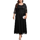 CYCLAMEN Plus Size 2 Piece Formal Dress Suit Mother of The Bride Dresses Sets with Lace Jacket Elegant Wedding Outfits