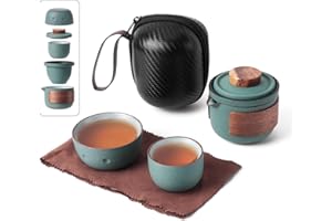 Mini Travel Ceramic Tea Pot Set Chinese Kung Fu Teapot, 1 Pot 2 Cup Cute Penguin Design Porcelain Teacup with Tea Infuser Por