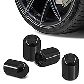 HABNVUON 4PCS Car Tire Valve Stem Caps, Air Caps Cover, Aluminum Alloy Vehicle Valve Stem Cover with Rubber Sealing Gaskets, Leak-Proof Corrosion Resistant Auto Tire Accessories for Car Truck (Black)