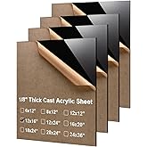 KINLINK 12x16 3mm 1/8" Black Cast Acrylic Sheets Plastic Board 4 Pack | Plexiglass Sheets 1/8 inch Thick for DIY Project, Craft, Window Glass, Table Top, Acrylic Sign and Wedding Invitations