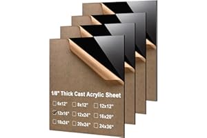 KINLINK 12x16 Plexiglass Sheets 1/8 inch Thick - 3mm Black Cast Acrylic Sheet, Plastic Sheet Polycarbonate Sheet for DIY Project, Craft, Acrylic Sign Wedding Invitation 4 Pack