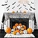 Dazonge Halloween Fireplace Mantle Scarf Black Cobweb Lace Runners for Fireplace Decorations (12pcs Bats Wall Decal Stickers Included)