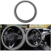Elastic Stretch Steering Wheel Cover, Universal 15 Inch Car Steering Wheel Cover, Microfiber Breathable Ice Silk, Anti-Slip, Odorless, Easy Carry, Warm in Winter and Cool in Summer (Gray)