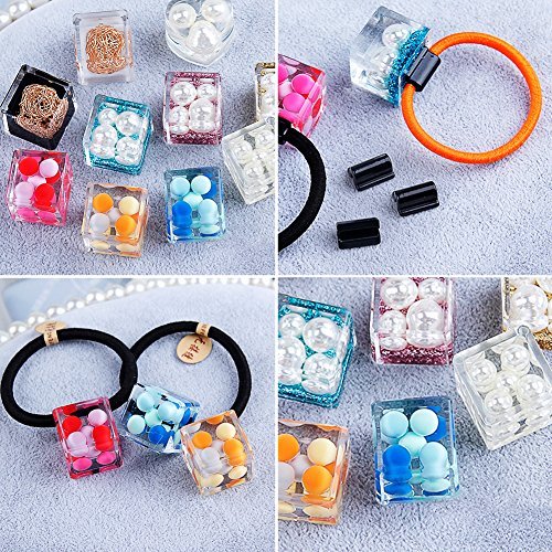 Resin Casting Molds,145 Pcs Set Including Round Square Silicone Bead Bracelet Making Molds,Screw Eye Pins,Elastic String Cord,Disposable Plastic Cups,Stirrers,Droppers,Disposable Gloves for DIY Craft