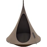 Kids Cacoon Hanging Chair - Weight Capacity 220Lbs - Outdoor and Indoor Use - Hanging Kit Included - Aluminum Ring for Durability (Taupe)