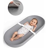 COMOMY Baby Changing Pad for Dresser - Wipeable &amp; with Restraining Belt | Waterproof, Soft, Lightweight and Portable, Easy to Clean for On The Go Diaper Change, Grey