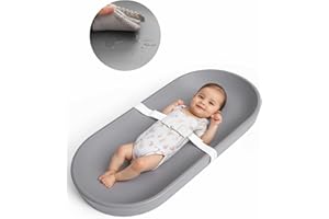 COMOMY Baby Changing Pad for Dresser - Wipeable Changing Pad with Restraining Belt, Waterproof, Soft, Lightweight and Portable, Easy to Clean for On The Go Diaper Change, Grey
