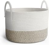 Keplin Small Rope Storage Basket - Two Tone Nursery Hamper 40x25cm view 1