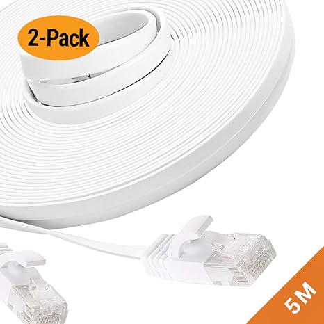 EXINOZ UTP CAT6 Netzwerk Flat Patch Ethernet Kabel | Für Google Wifi, Router, Server und Hochgeschwindigkeits-Datenübertragun