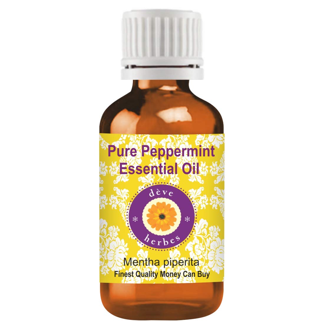 Deve Herbes Pure Peppermint Essential Oil (Mentha piperita) Steam Distilled 30ml (1 oz)
