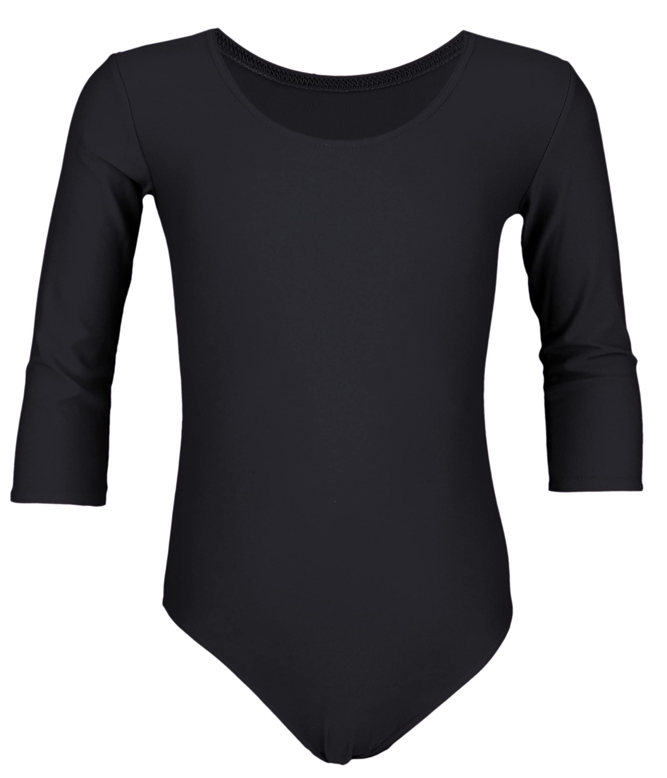 Aquarti Girls' Dance Bodysuit 3/4 Sleeve Leotard, Black, 158