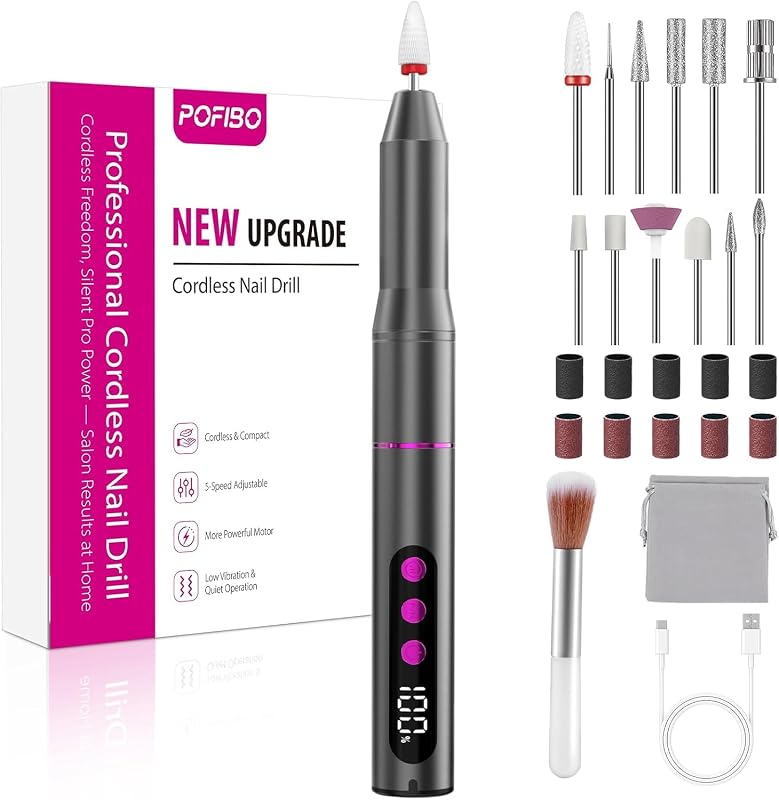 Torno para Uñas Profesional 35000 RPM USB, Set de Manicura 12 en 1