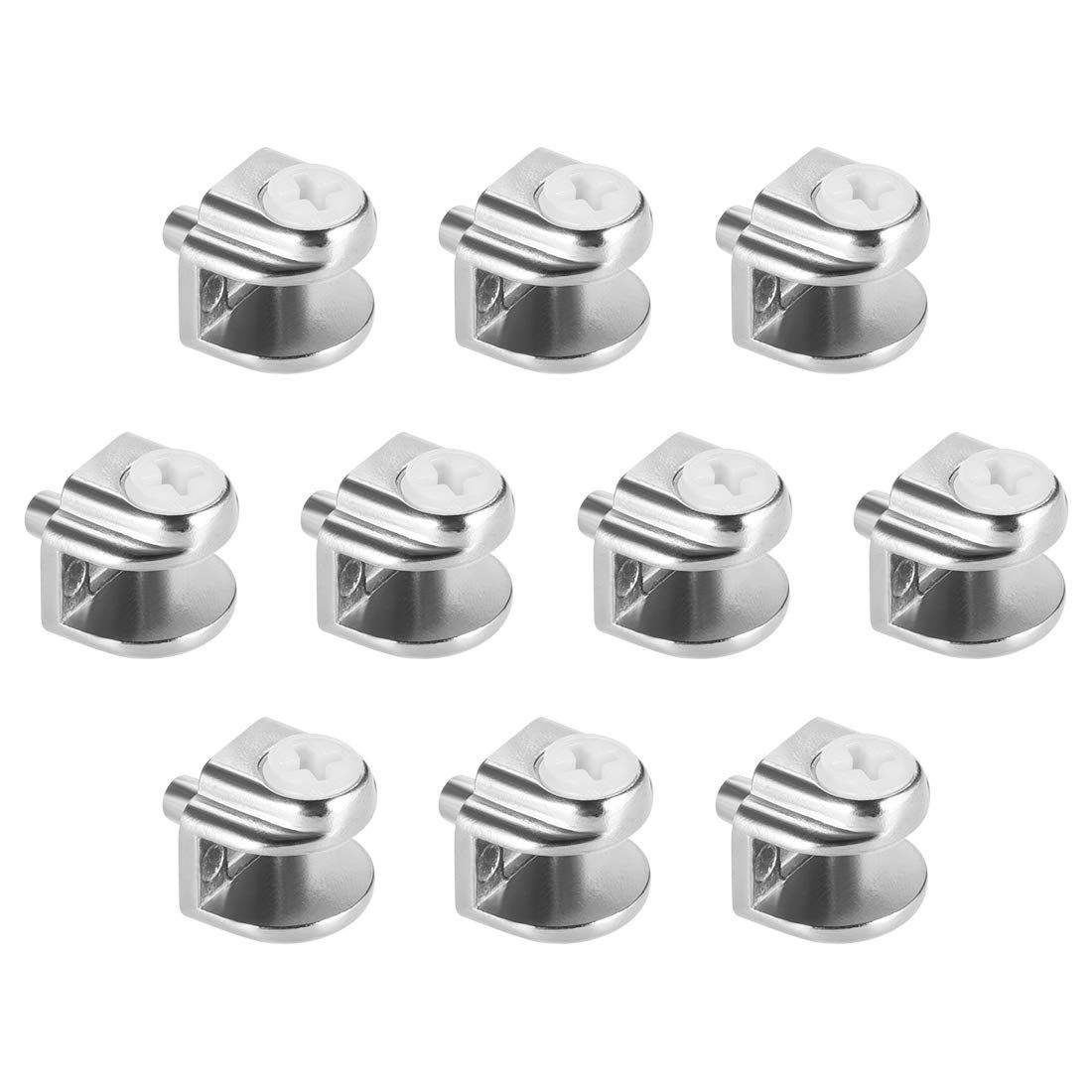 Sourcingmap Glass Shelf Brackets 10pcs Zinc Alloy Glass Shelf Clamp Pegs Support Clip Shaft Mount for 5mm-8mm Thick