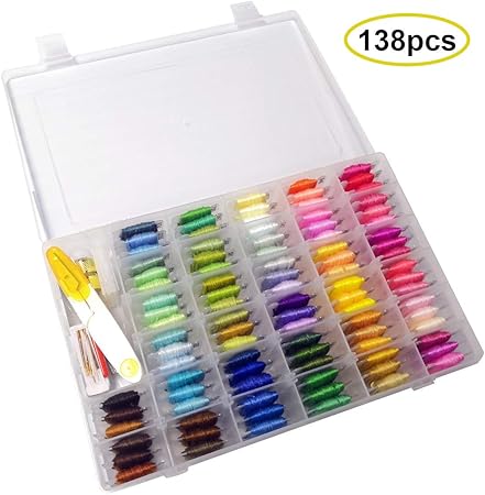 Kit de bordado con caja de almacenamiento , 100 madejas bordado Kit de punto de cruz con