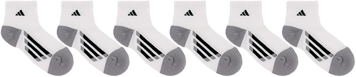 adidas Youth Kids-Boy's/Girl's Cushioned Quarter Socks (6-Pair): Clothing