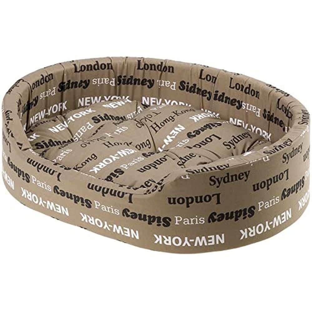 Ferplast Dog Bed Dandy, Removable, Washable Cushion, Cotton Cover with Soft Padding, also ideal as a Cat Bed, 55 x 41 xh 15 cm, Brown