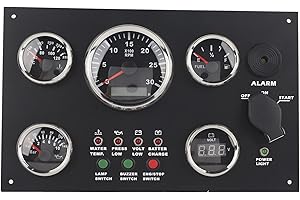 Aramox Gauge Cluster,12V/24V Center Control Modification Panel with Oil Level Water Temperature Voltage Oil Pressure Engine S