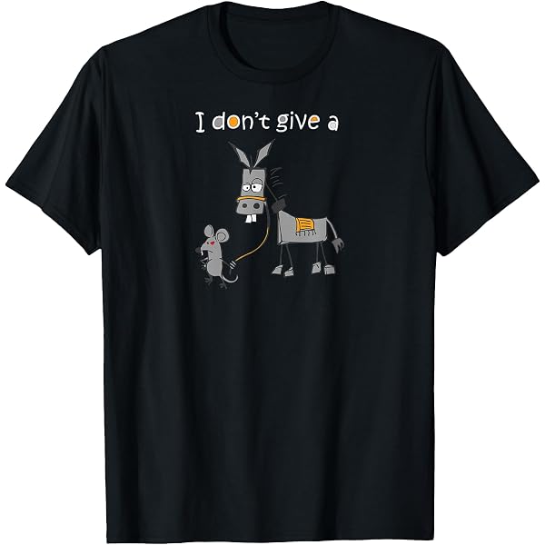Funny "I Don't Give A Rat's Ass Donkey" Pun T-Shirt - Lunar New Year & Farmer Gift Tee (Black)