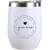 Christian Gifts for Women, Christmas Birthday Mothers Day Gift for Mom Grandma Sister Friend Coworker, Inspiration Religious Self Care Gifts for Women, 12OZ Wine Tumbler Travel Mug