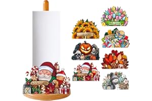 GLLZJZXC Interchangeable Wooden Paper Towel Holder Decorative Holiday All-Season Countertop Dispenser for Kitchen Bathroom Sp