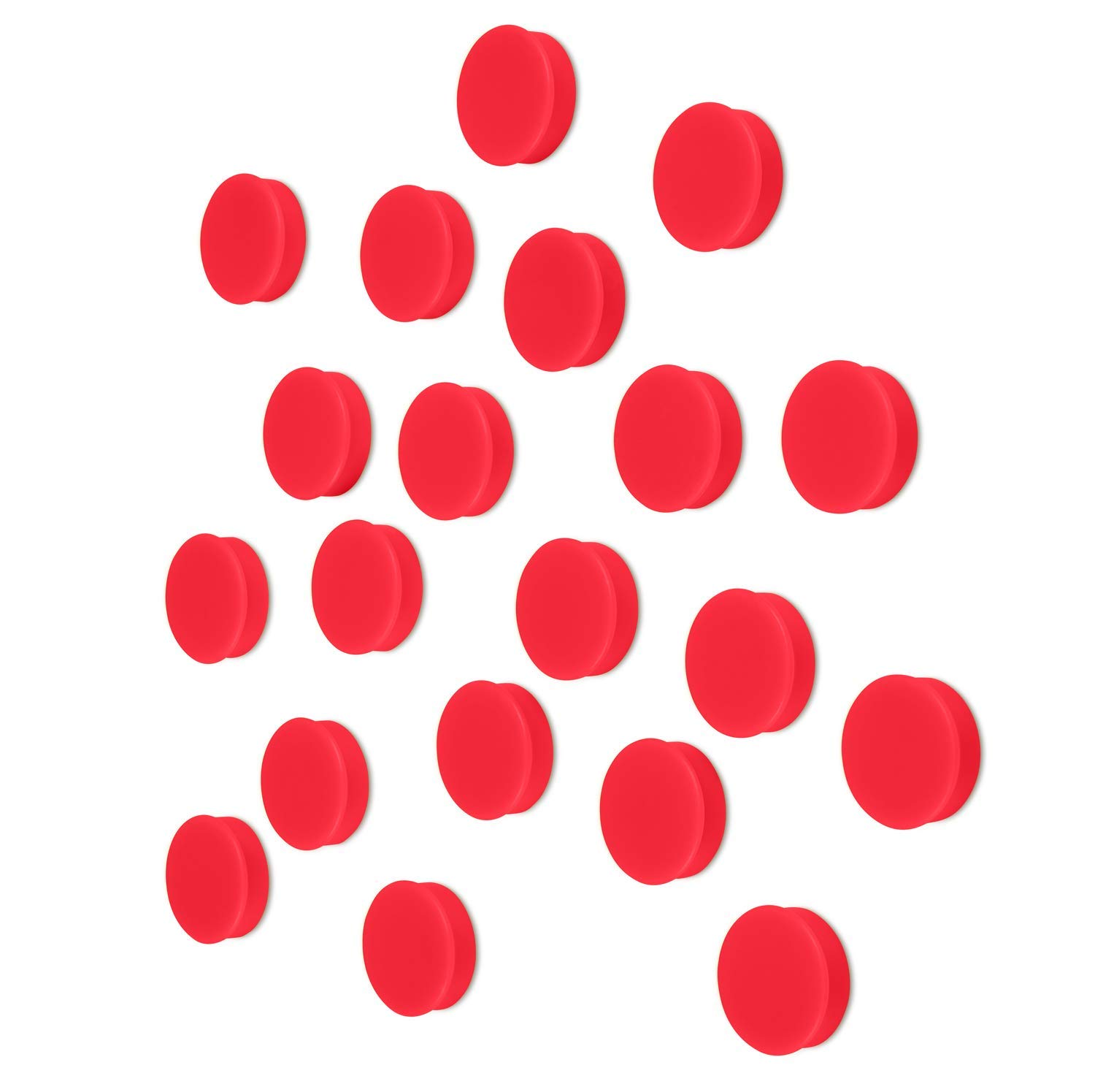 Scribble 20 Pack, 25 mm Whiteboard & Fridge Magnets - Colourful Round Magnets for Notice Boards, Home, Office, & School (Red)