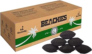 BlackSellig 10 Kg Beachies Kokos Grill Briketts Reine Kokosnussschalen Grillkohle - perfekte Profiqualität - für den Short Job
