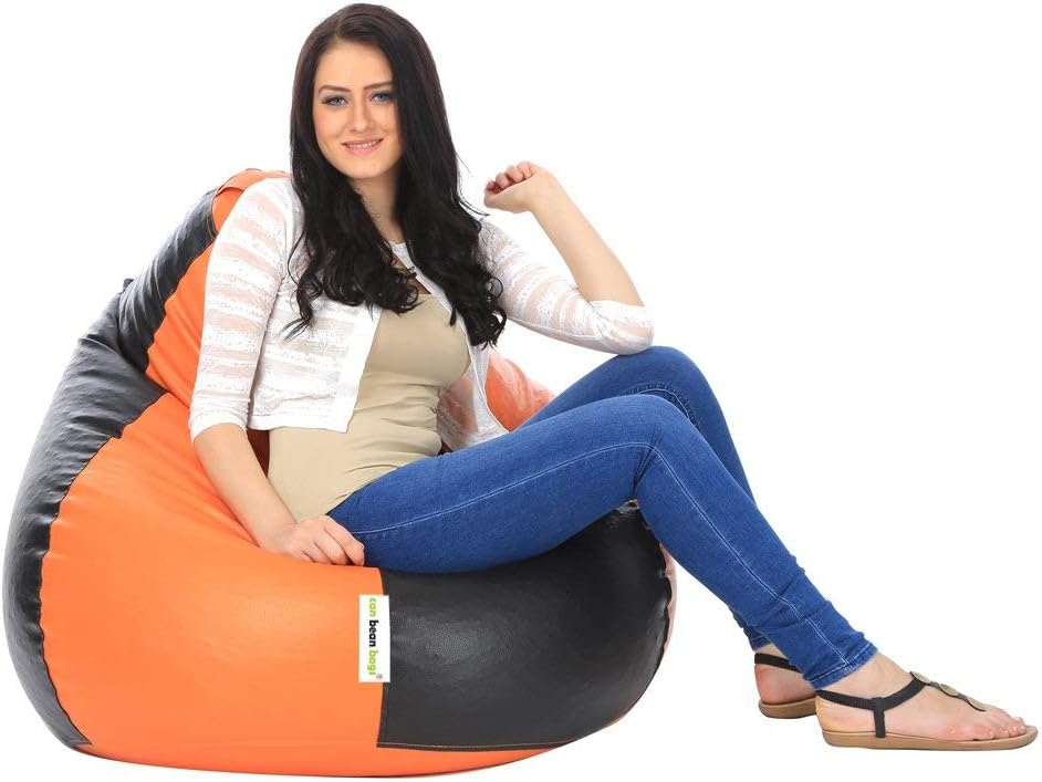 can bean bags XL Bean Bag Cover Without Beans - Orange and Black