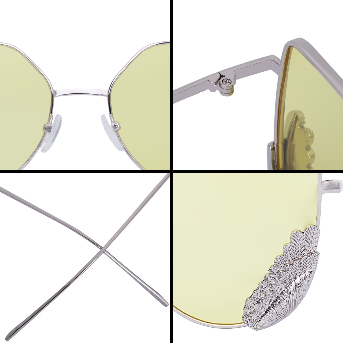 WISH CLUB Women Cat Eye Sunglasses Fashion Designer Transparent UV 400 Stylish Modern Party Glasses (Light Yellow)