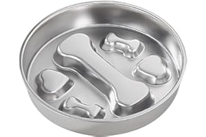 PAKEWAY Slow Feeder Dog Bowls, 304 Stainless Steel Pet Slow Food Bowl, Dog & Cat Food Bowl - Anti-Choking and Vomiting, Easy to Clean, Large Capacity, Non-Slip Base