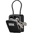 Key Lock Box,4-Digit Combination Key Safe Box,Resettable Code Security Key Storage Box with Removable Shackle for Indoor Outdoor Home, Office, Garage, School, Gym, Airbnb
