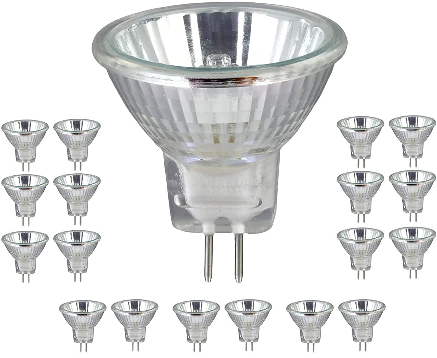 18x MR16 GU5.3 Halogen Bulbs 50W 12V Dichroic Lamp - Dimmable, 680 Lumens, Instant Full Brightness (Pack of 18, Bulk Buy)