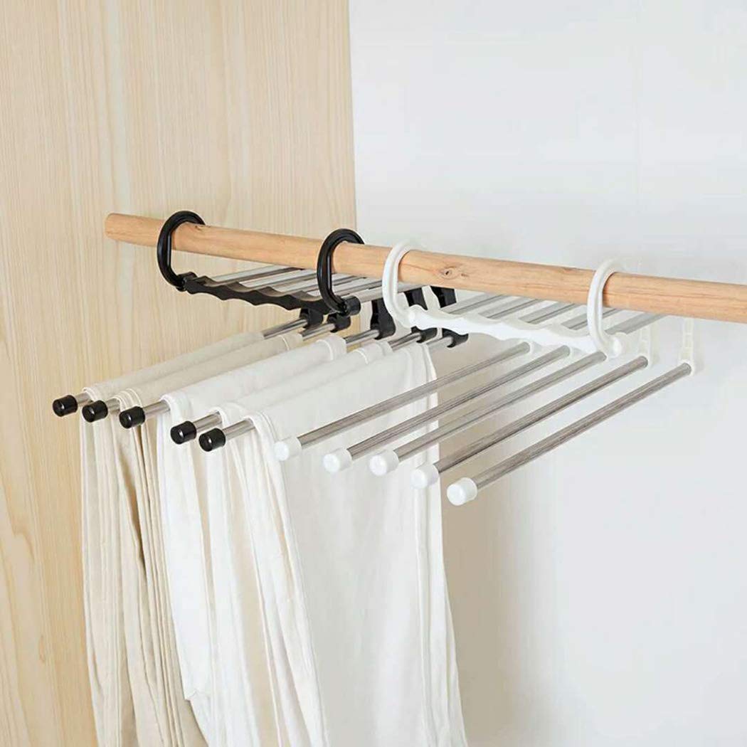 Clothes Pants Hangers - Multi Layers Metal Pant Slack Hangers, Swing Arm Pants Hangers Closet Storage Organizer for Pants Jeans Scarf Hanging