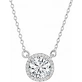 Dazzlingrock Collection GRA Certified D Color VVS1 6.5mm Round Solitaire Moissanite Halo Solitaire Pendant Necklace with 18 inch Silver Chain for Her in 925 Sterling Silver