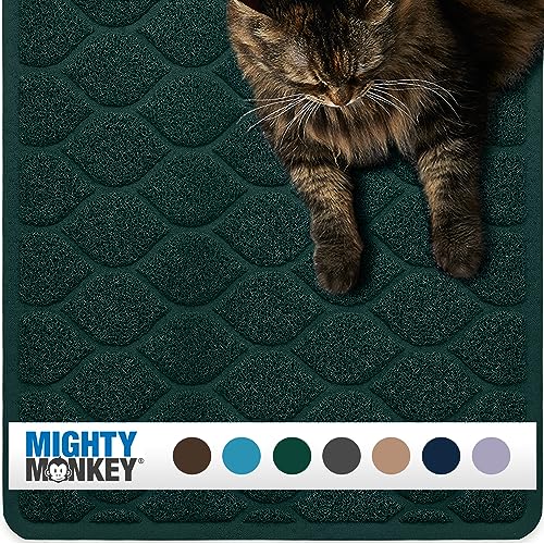 MIGHTY MONKEY Waterproof Cat Litter Mat Hunter Green
