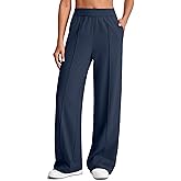 G4Free Casual Wide Leg Pants for Women High Rise Work Pants with Pockets Lightweight Slacks with Elastic Waist(Dark Blue,XXL,27")
