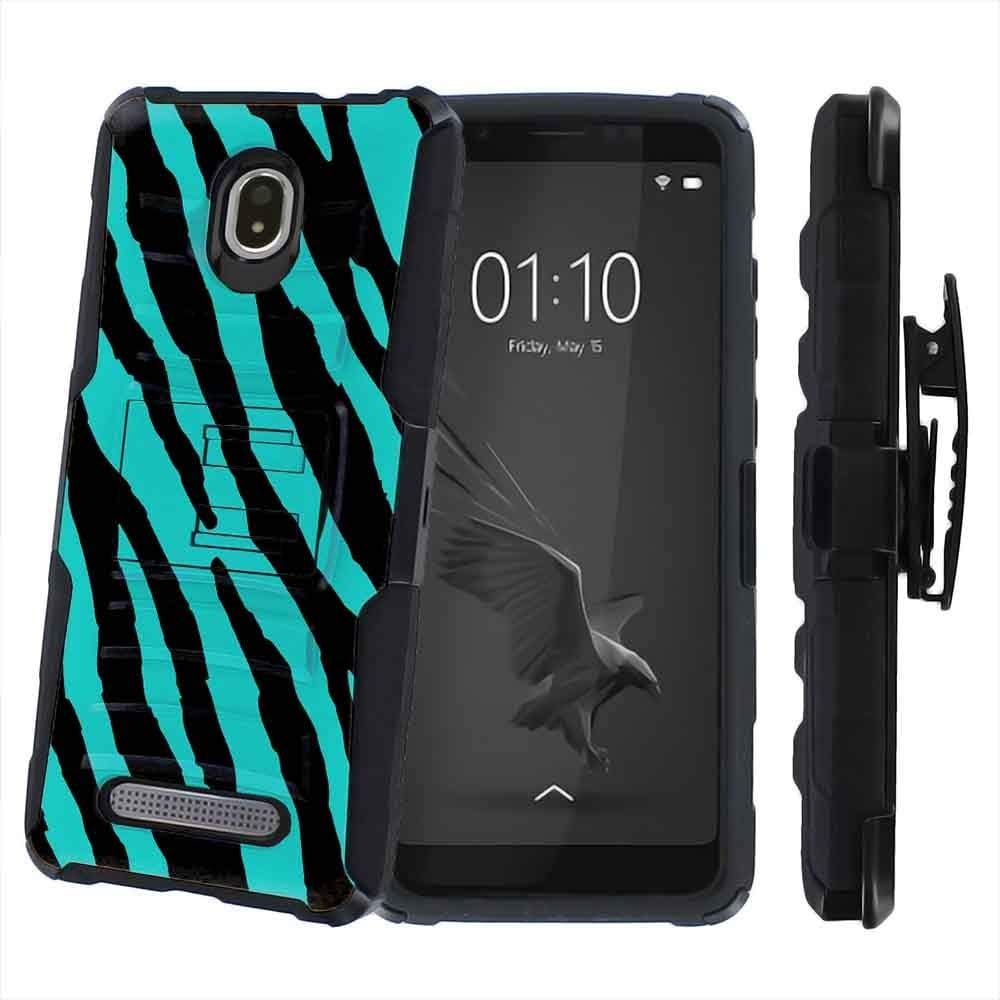 TalkingCase Black Dual Layer Phone Case for Foxxd Miro,L590A,Zebra Stripe2 Print,Full Protection,Kickstand,Belt Clip Holster,Designed in USA