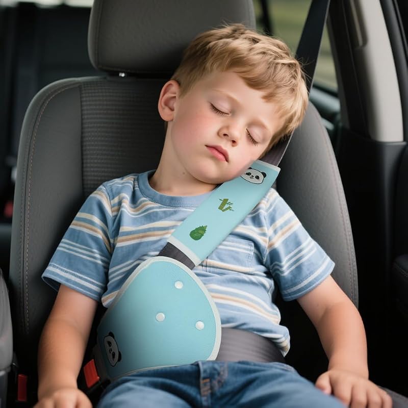 URAQT Car Seat Belt Pads 2Pcs Panda Blue Universal Seat Belt Covers Kids