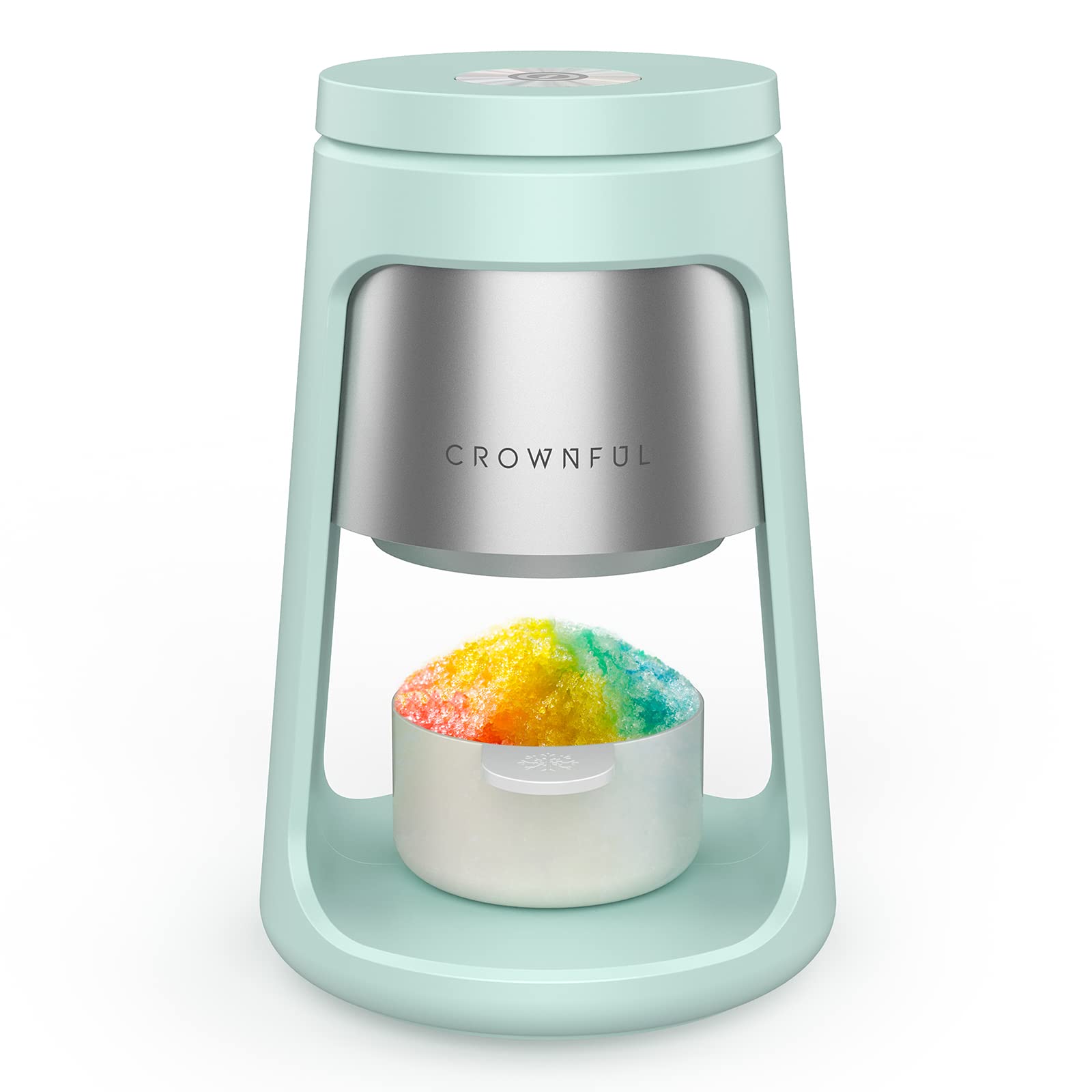 CROWNFUL Shaved Ice Machine Snow Cone Machine, 2 Ice Cups with Lids, Ice Shaver Machine for Snow Cones, Snowballs, Frozen Cocktails and More, Easy to DIY with Snow Cone Syrup at Home