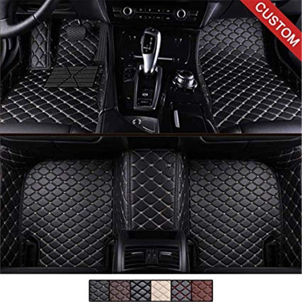 YANGcar Custom Car Floor Mats for Mercedes-Benz C Class W205 Sedan 2014-2019, Laser Measured Faux Leather All Weather Full Coverage Waterproof Carpets XPE Car Liner (Black with Beige Stitching)