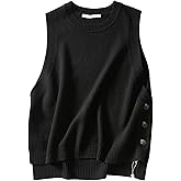 HangNiFang Women's Round Neck Sleeveless Pullover Ribbed Knit Sweater Vest Top