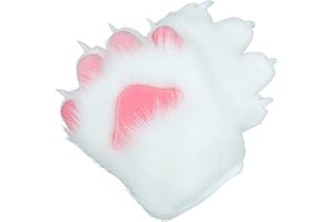 BNLIDES Cosplay Animal Cat Wolf Dog Fox Paws Claws Gloves Fursuit Paws Accessories for Adults (White)