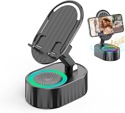 GUSHE 5-in-1 Wireless Bluetooth Speaker Phone Holder Power Bank Foldable Black